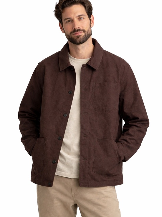 Banana Republic Other - Banana Republic Mens XL Brown Quilted Lined Barn Jacket Chore Coat Button Front